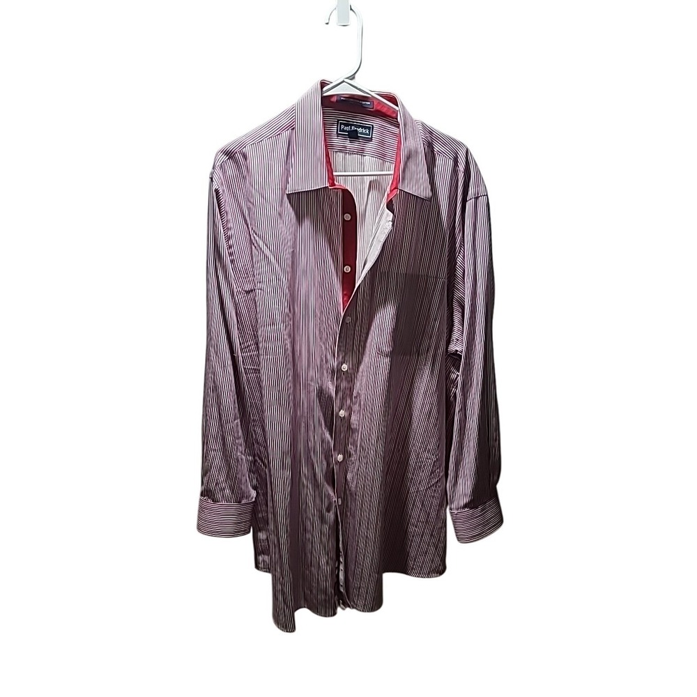 Paul Frederick Long Sleeve Button Down Shirt Men's 18-34 Red‎ Blue And White